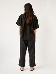 Deiji Studios | Short Sleeve Long Set in Deep Black | The UNDONE