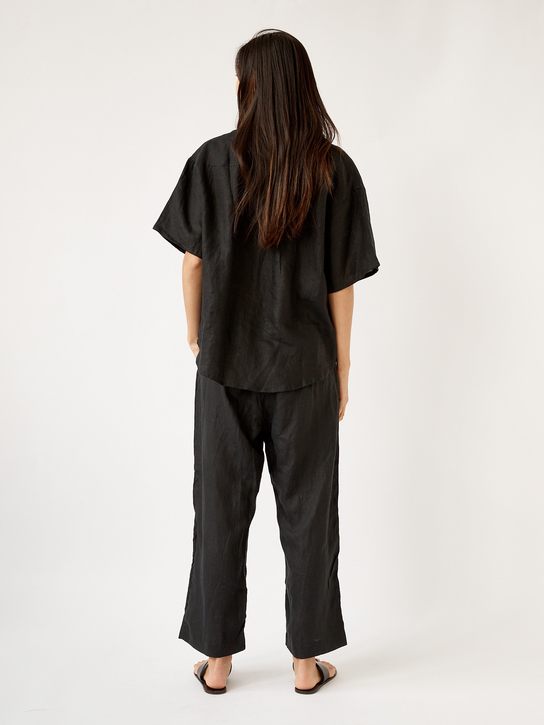 Deiji Studios | Short Sleeve Long Set in Deep Black | The UNDONE
