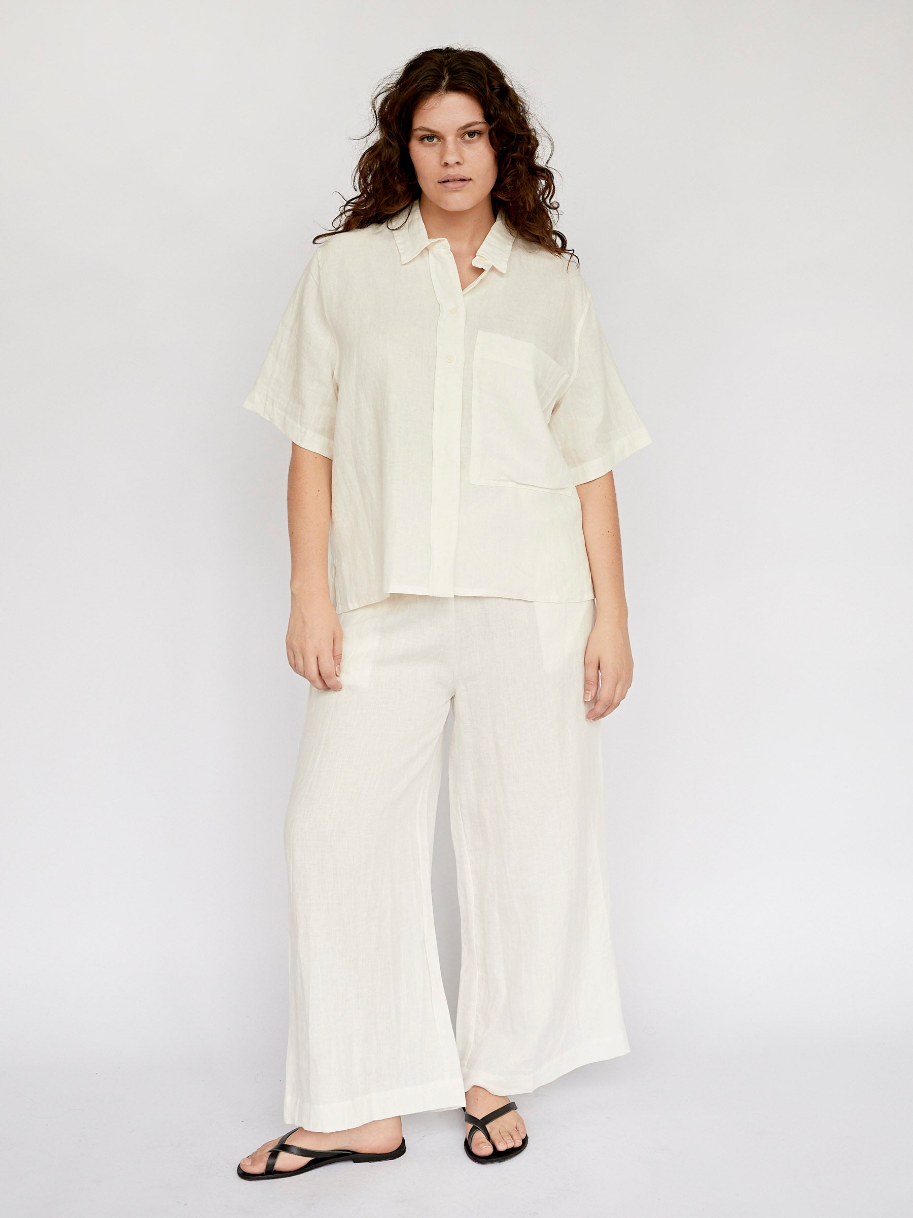 Deiji Studios | The Tie Pocket Shirt in White | The UNDONE