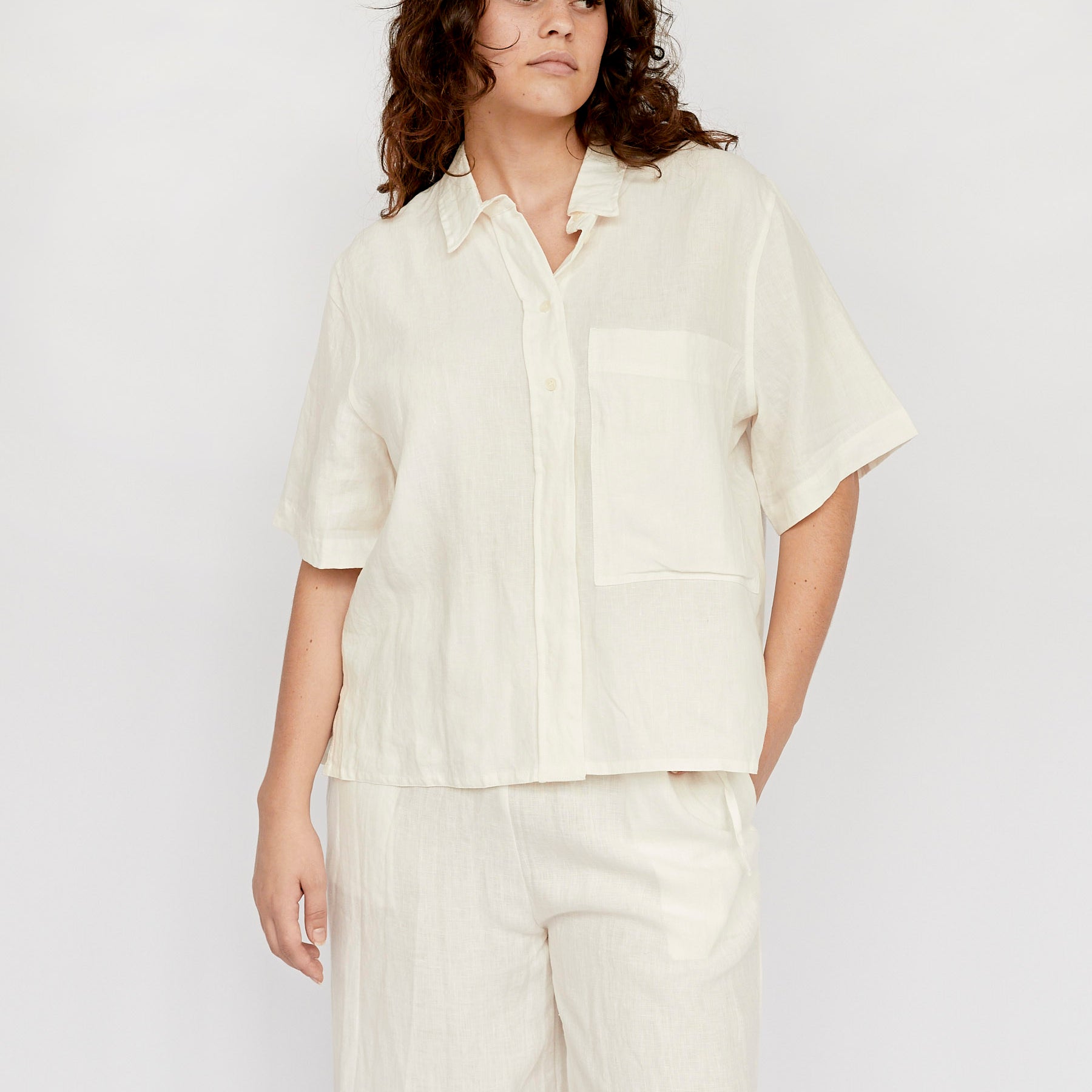Deiji Studios | The Tie Pocket Shirt in White | The UNDONE