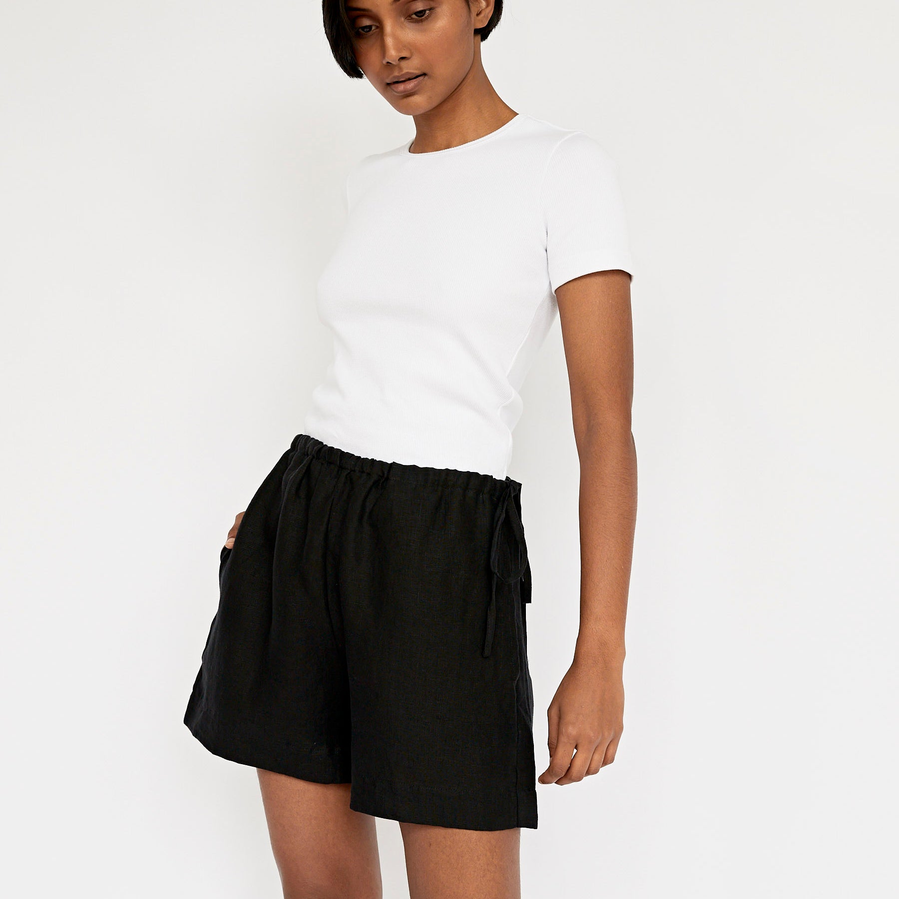 Deiji Studios | The Tie Short in Deep Black | The UNDONE