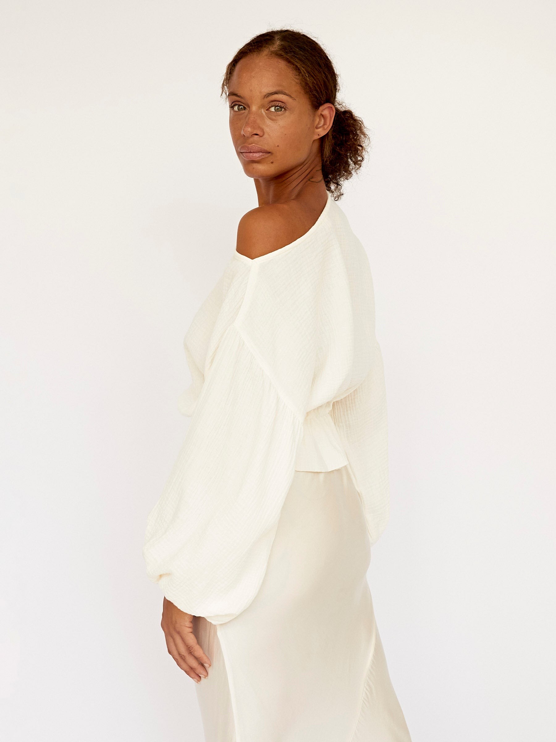 Dominique Healy | Anna Frill Blouse in Ivory | The UNDONE