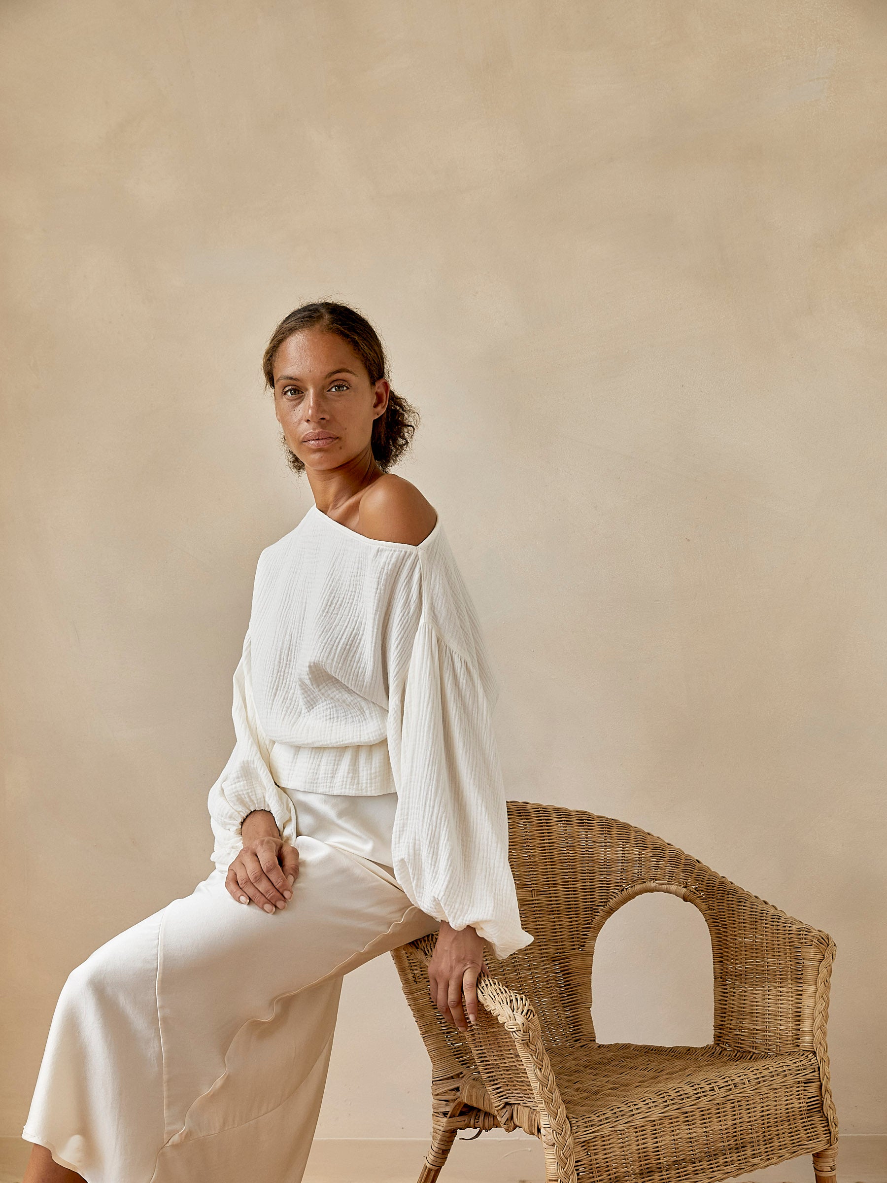 Dominique Healy | Anna Frill Blouse in Ivory | The UNDONE