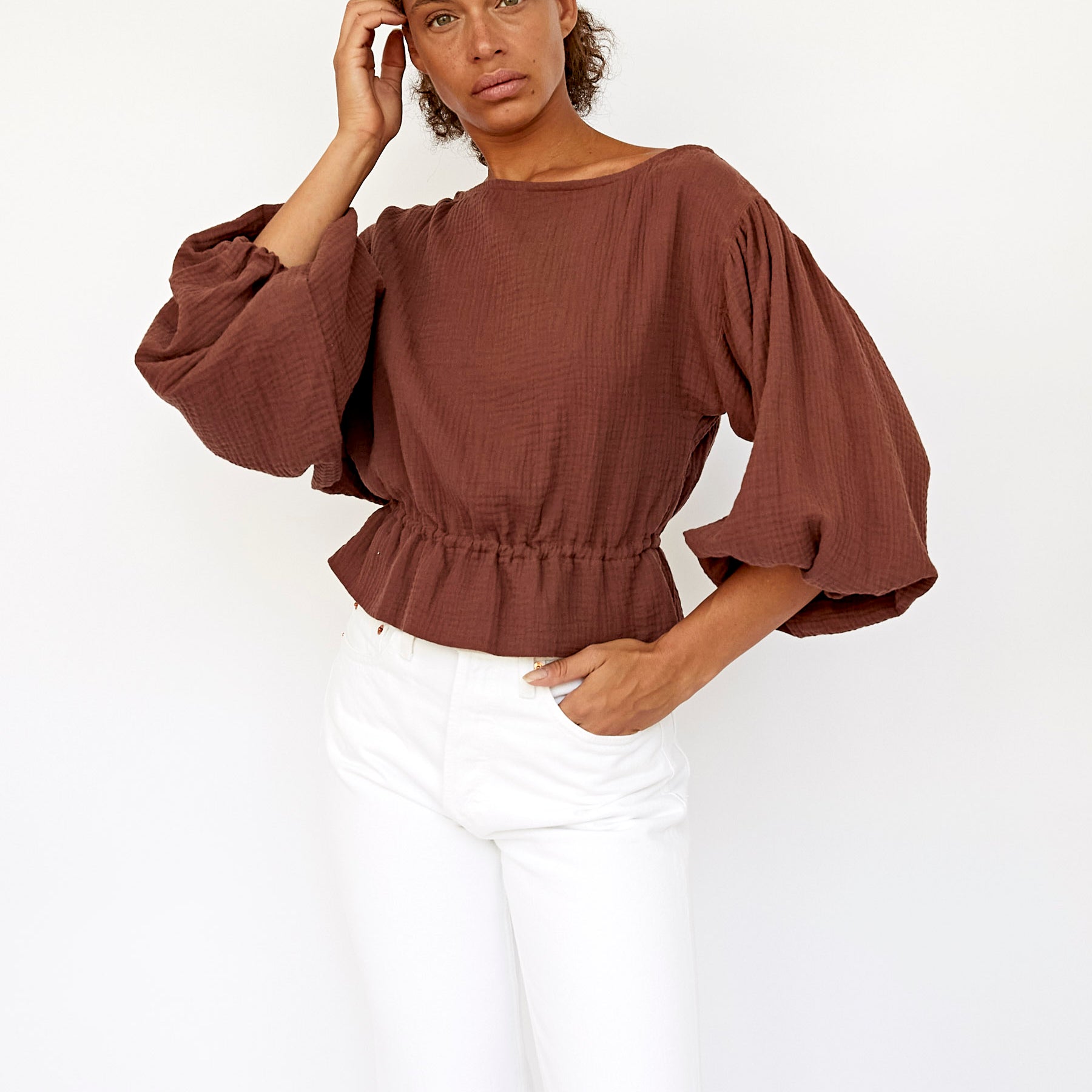 Dominique Healy | Anna Frill Blouse in Raisin | The UNDONE