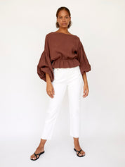 Dominique Healy | Anna Frill Blouse in Raisin | The UNDONE