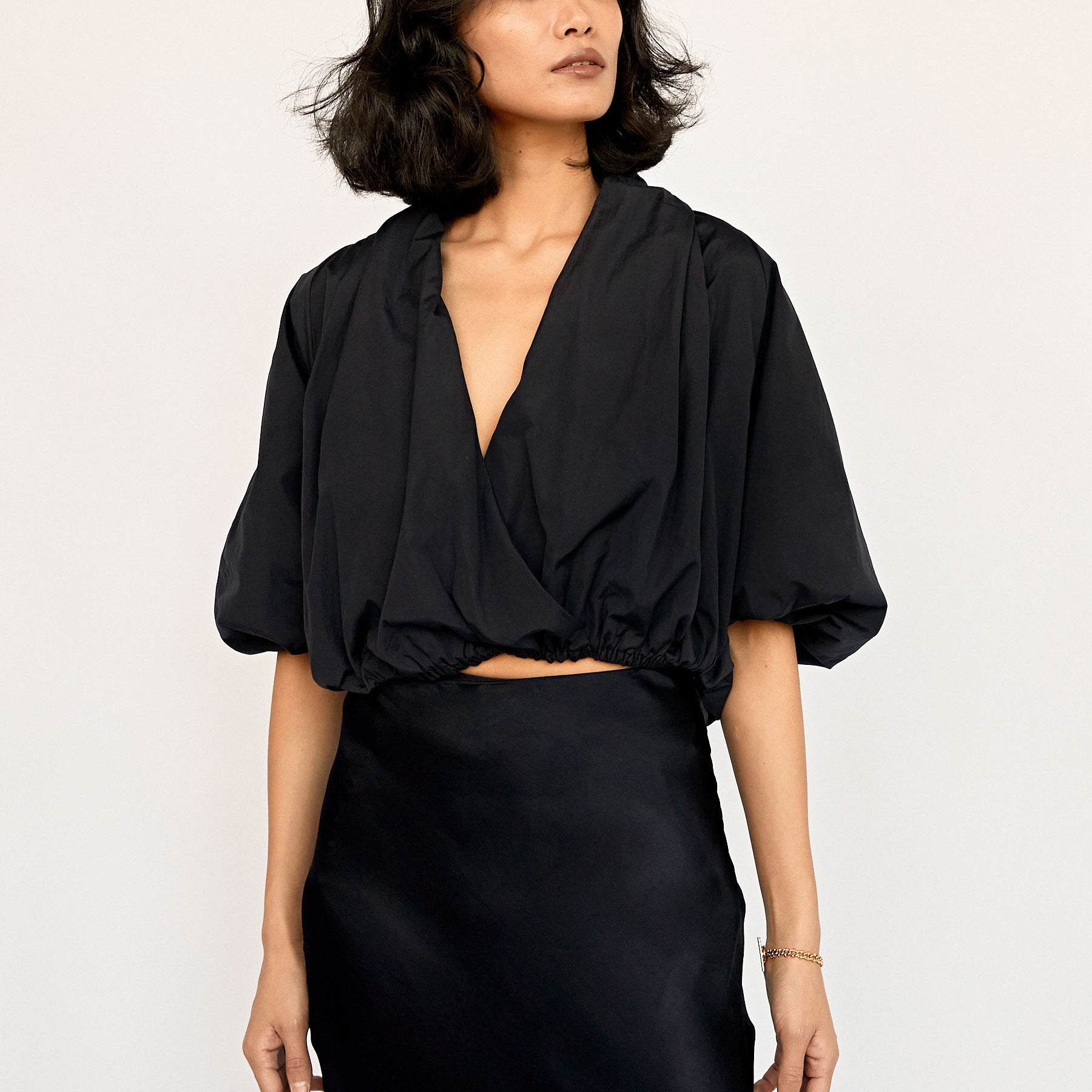 Esse Studios | French Navy Collected Cross Front Blouse | The UNDONE