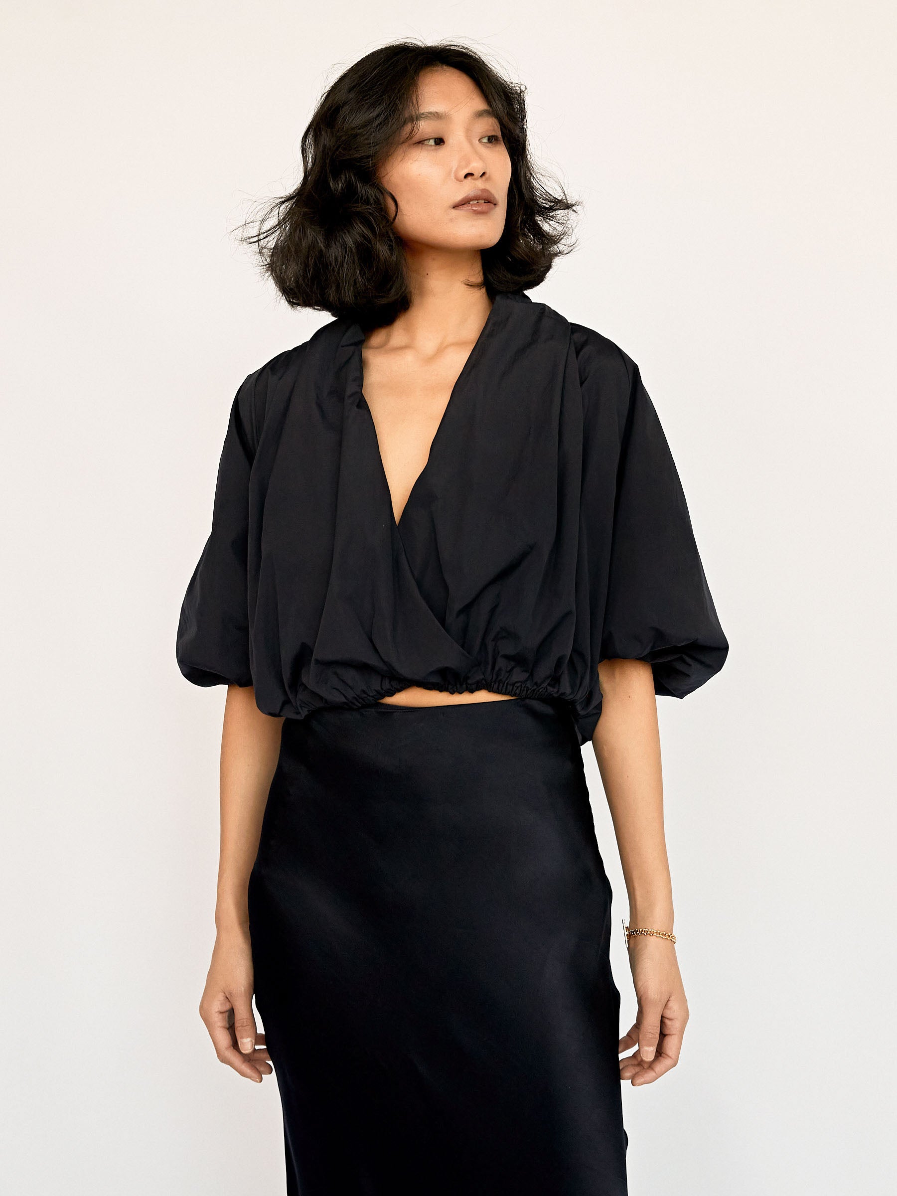 Esse Studios | French Navy Collected Cross Front Blouse | The UNDONE