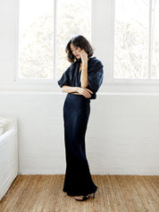 Esse Studios | French Navy Collected Cross Front Blouse | The UNDONE