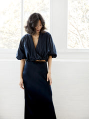 Esse Studios | French Navy Collected Cross Front Blouse | The UNDONE