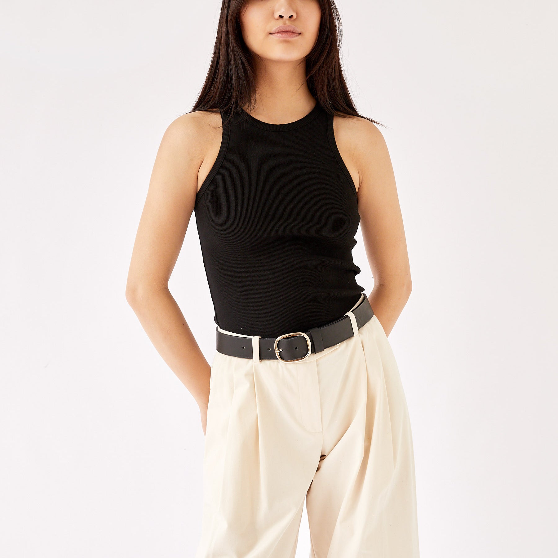 Esse Studios | High Neck Rib Tank Top in Black | The UNDONE