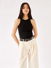 Esse Studios | High Neck Rib Tank Top in Black | The UNDONE