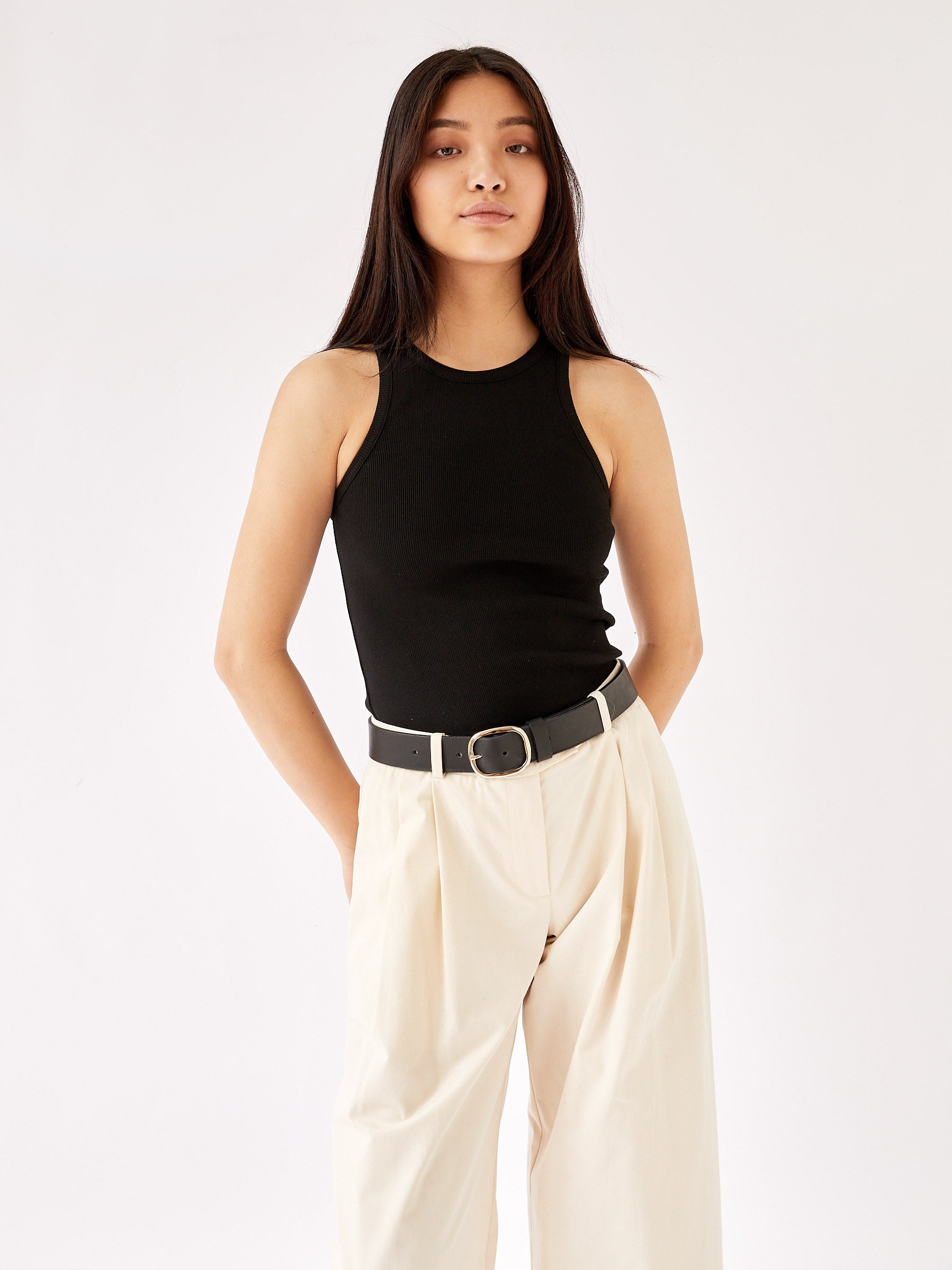 Esse Studios | High Neck Rib Tank Top in Black | The UNDONE