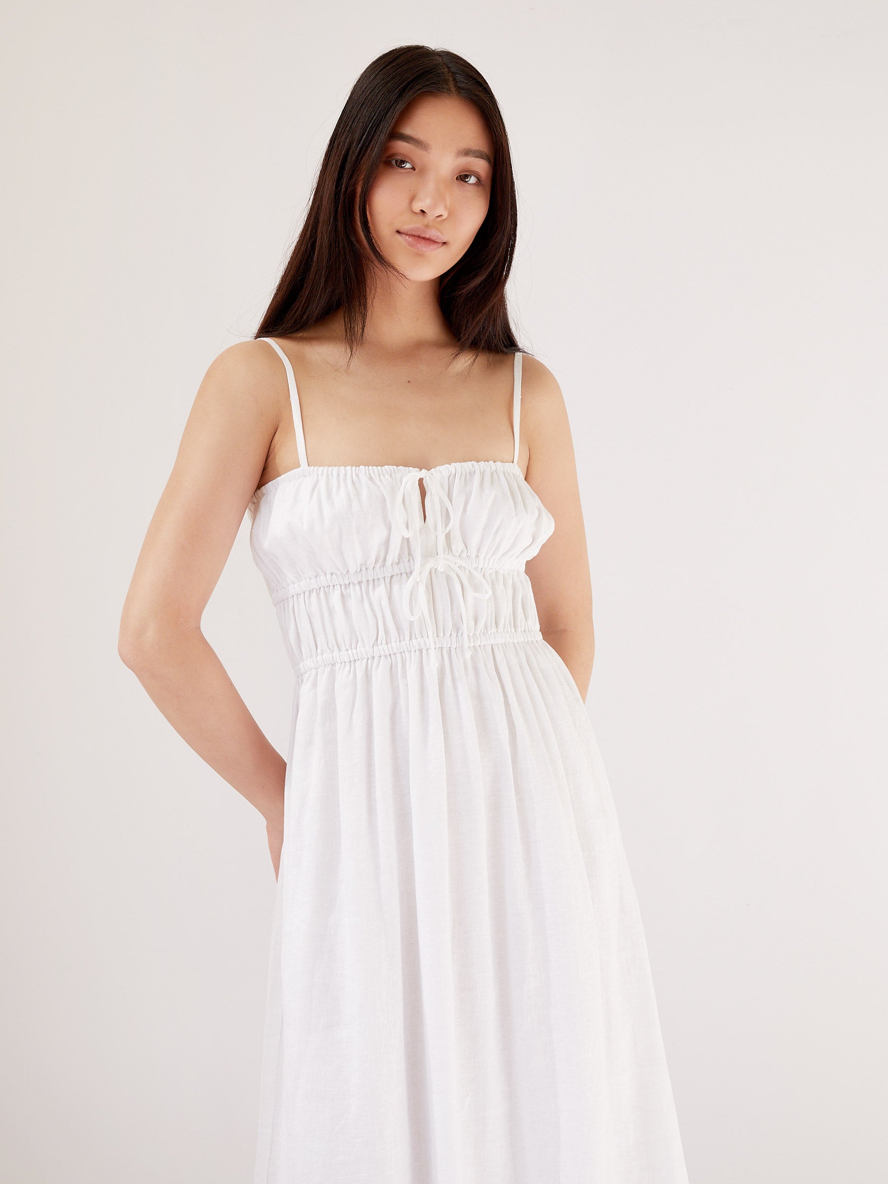 Faithfull The Brand | Francesca Midi Dress in White | The UNDONE
