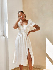 Faithfull The Brand | Terina Midi Dress in Egg Shell | The UNDONE