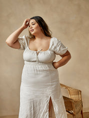 Faithfull The Brand | Terina Midi Dress in Egg Shell | The UNDONE