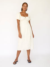 Faithfull The Brand | Terina Midi Dress in Egg Shell | The UNDONE