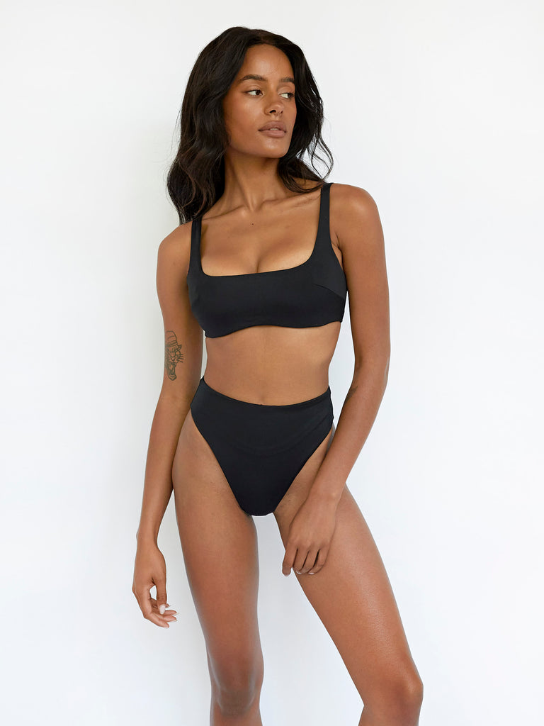 Form and Fold, The Crop Bikini Top in Black