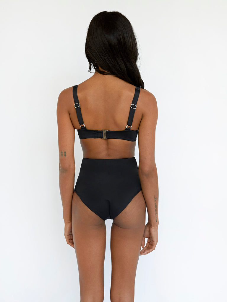 Form and Fold, The Rise Bikini Bottom in Black