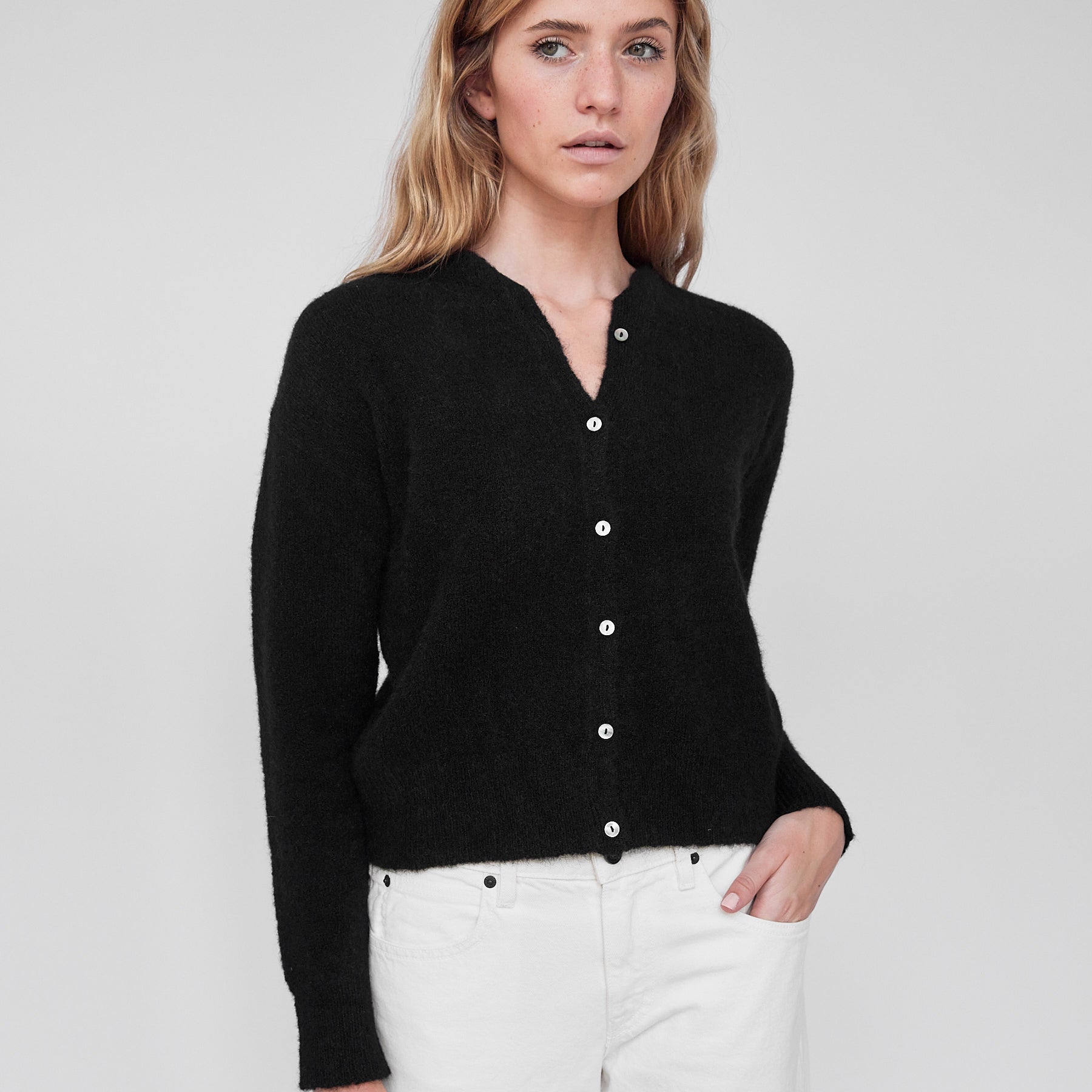 Harris Tapper | Hoppen Cardigan in Fluffy Black | The UNDONE