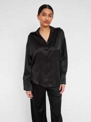 Hyde & Stone | Dominique Silk Shirt in Black | The UNDONE