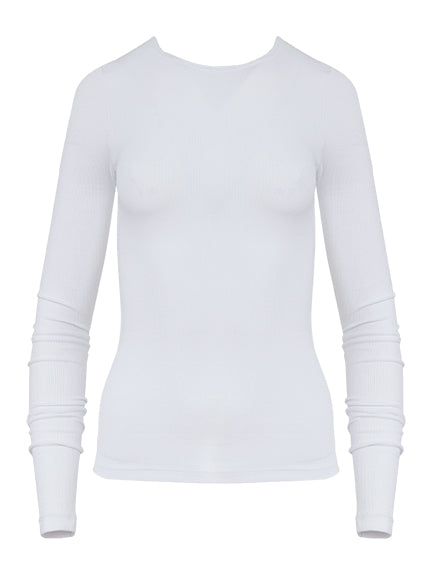 Hyde & Stone | Rib Long Sleeve in White | The UNDONE