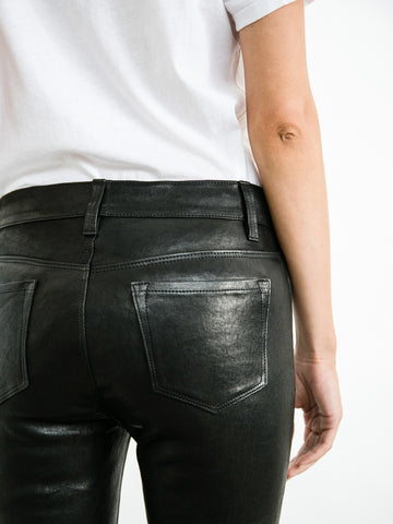 J Brand Selena Leather Mid Rise Crop Bootcut in Black Leather