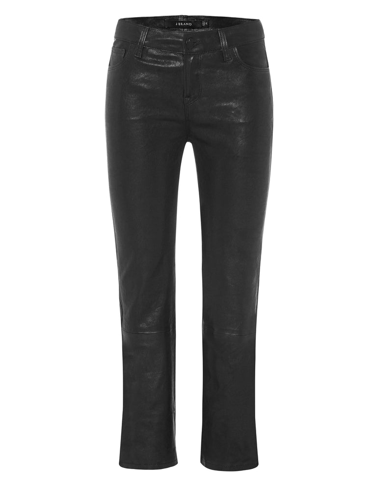 J Brand | Selena Leather Mid-Rise Crop Bootcut in Black Leather | The ...