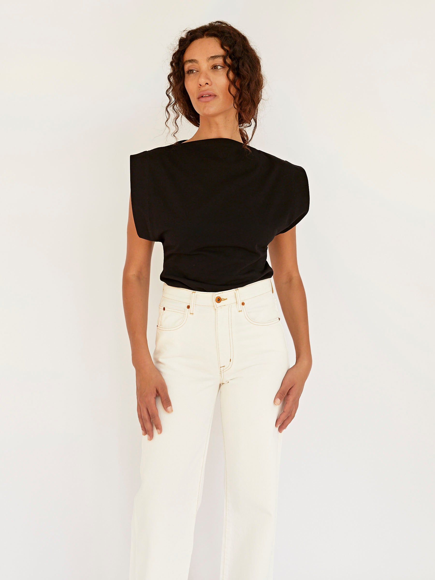 Matteau | Boat Neck Tee in Black | The UNDONE