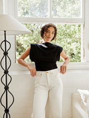 Matteau | Boat Neck Tee in Black | The UNDONE