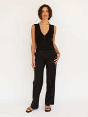 Matteau | Button Up Vest in Black | The UNDONE