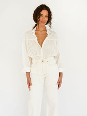 Matteau | Embroidered Drawcord Tunic in White | The UNDONE
