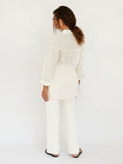 Matteau | Embroidered Drawcord Tunic in White | The UNDONE