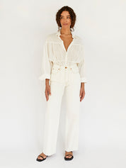 Matteau | Embroidered Drawcord Tunic in White | The UNDONE