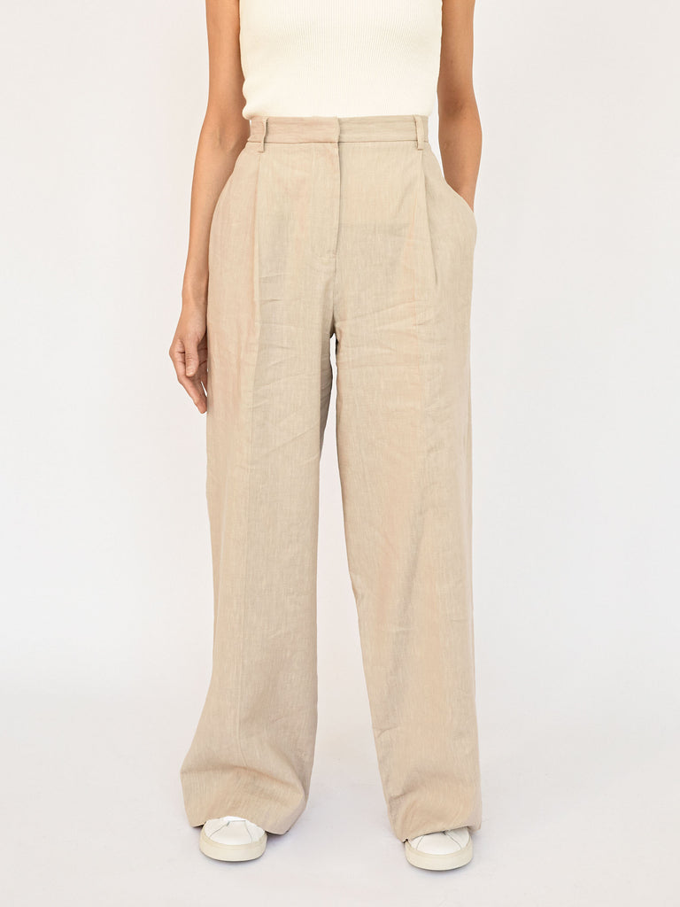 Matteau Natural Linen Pleat Trouser The UNDONE by Matteau