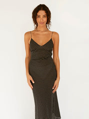 Matteau | Low Back Slip Dress in Polka Dot | The UNDONE