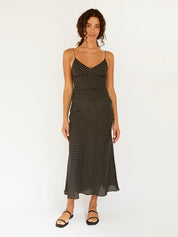Matteau | Low Back Slip Dress in Polka Dot | The UNDONE