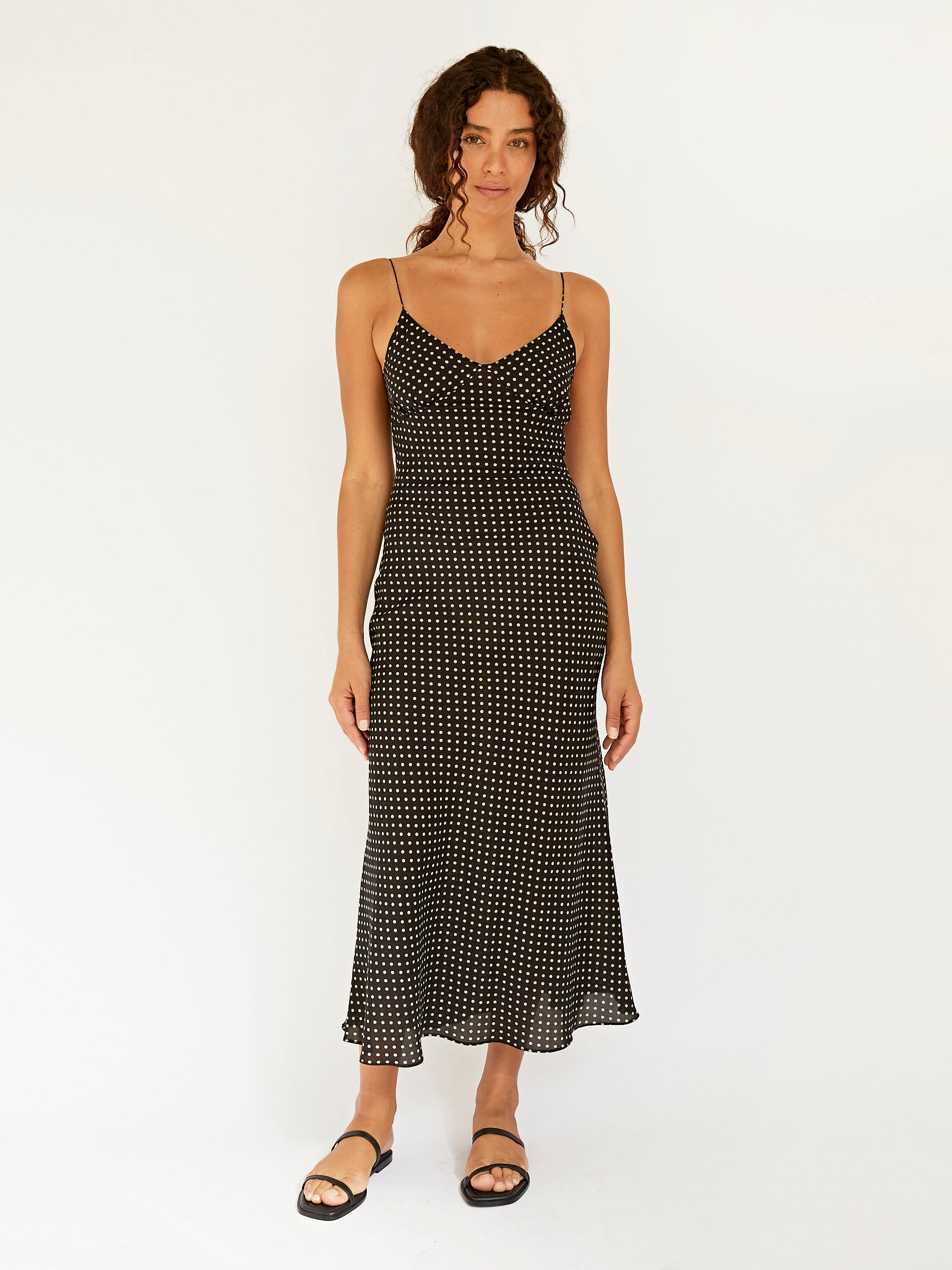 Matteau | Low Back Slip Dress in Polka Dot | The UNDONE