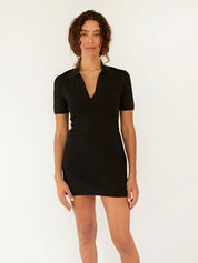 Matteau | Polo Knit Dress in Black | The UNDONE