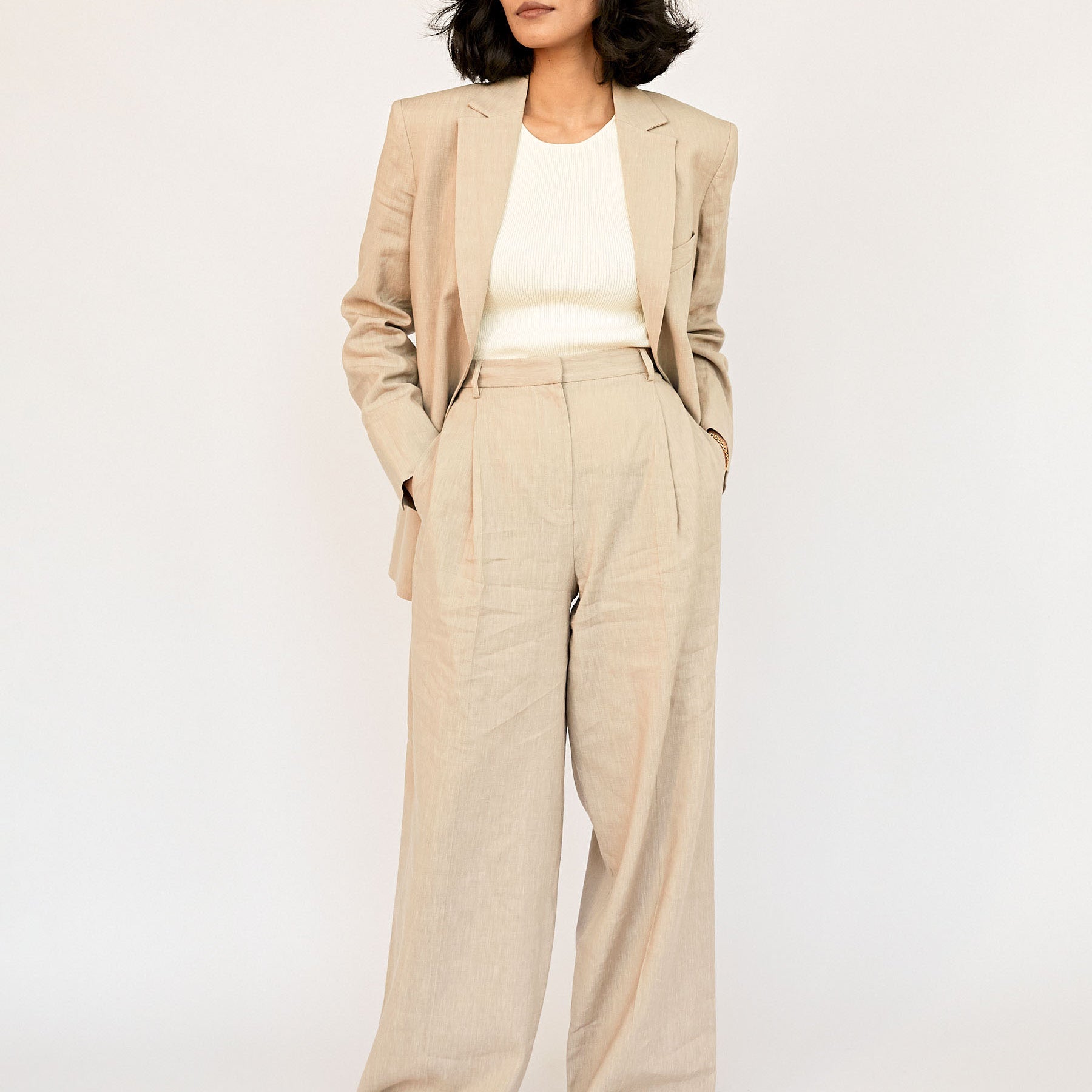 Matteau | Natural Linen Pleat Trouser | The UNDONE