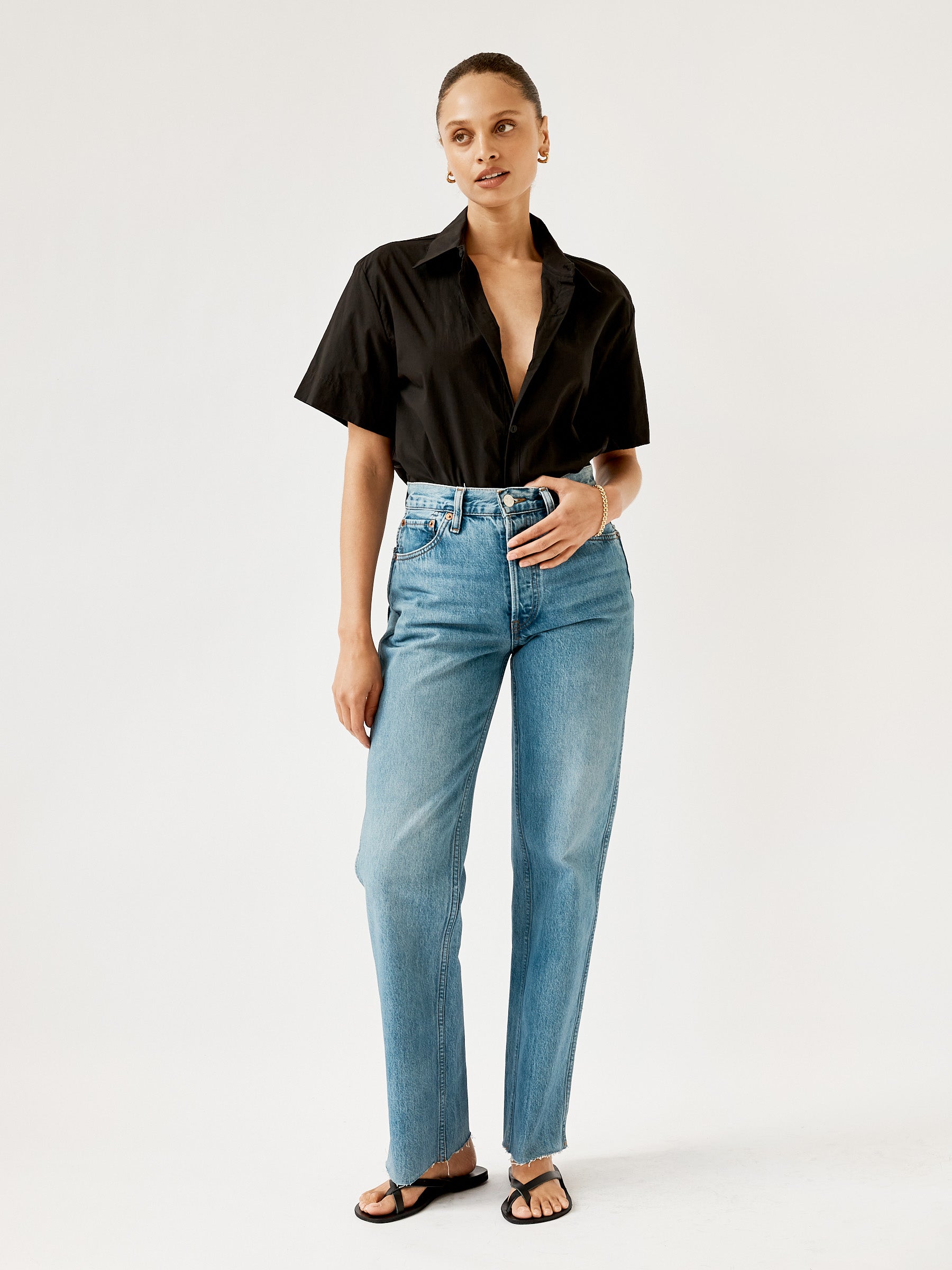 RE/DONE | 90s High Rise Loose Jean in Medium Vain | The UNDONE