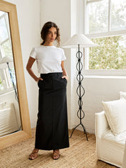 Matteau | Relaxed Tailored Skirt in Black | The UNDONE