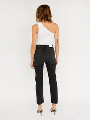 RE/DONE | Washed Noir High Rise Stove Pipe Straight Leg Jean | The UNDONE