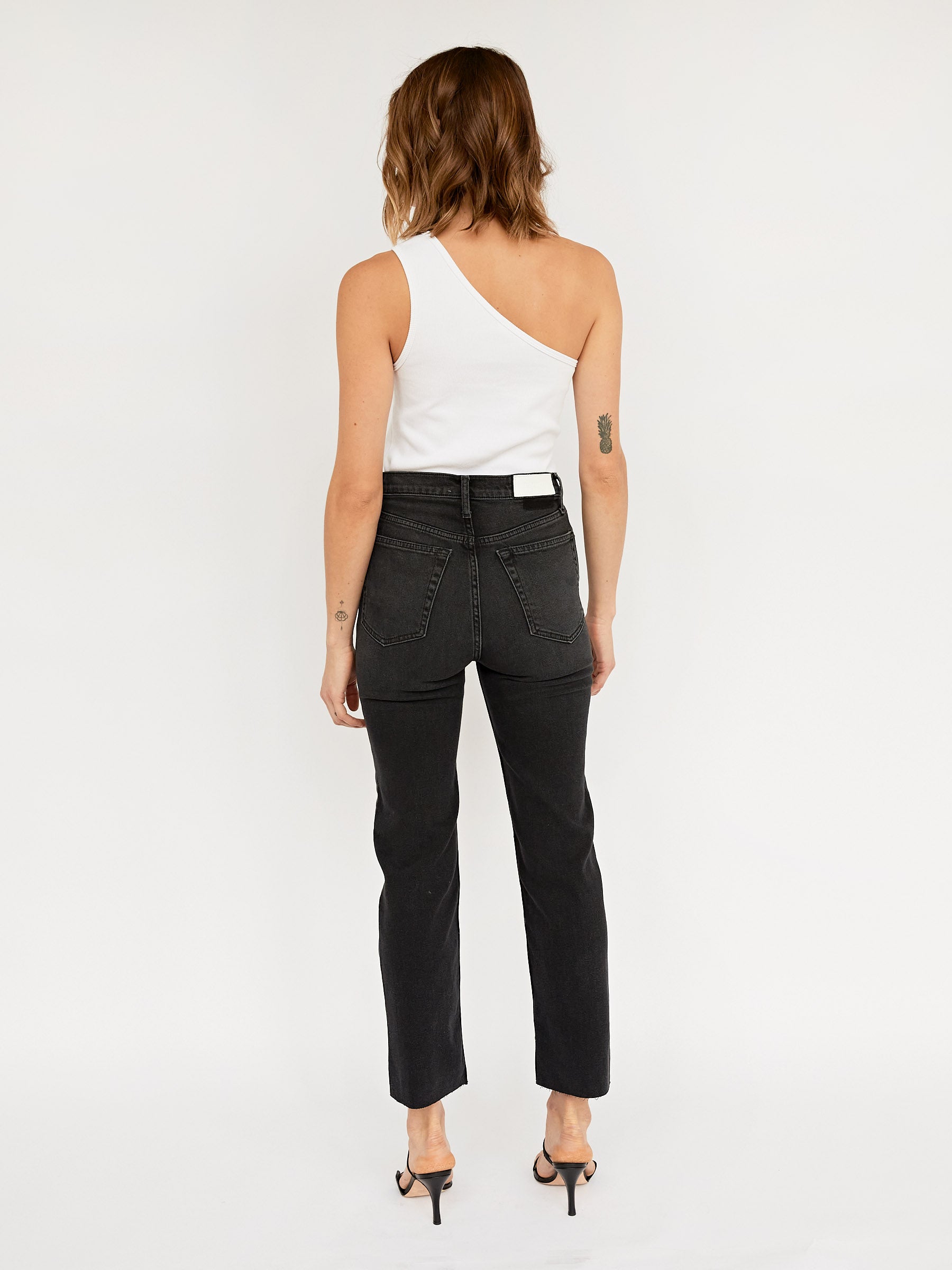 RE/DONE | Washed Noir High Rise Stove Pipe Straight Leg Jean | The UNDONE