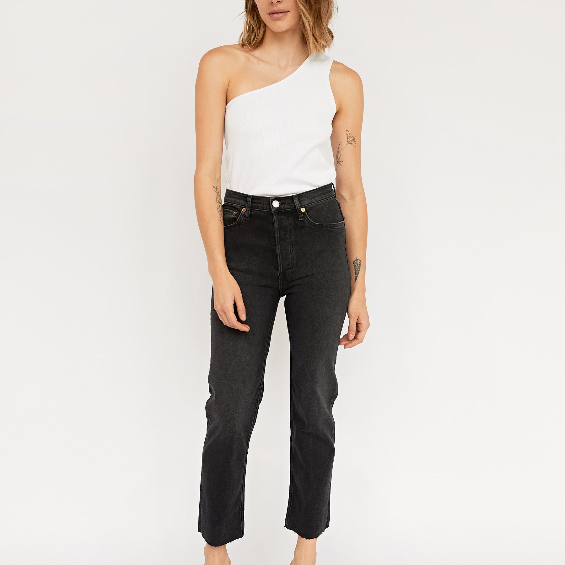 DONE | Washed Noir High Rise Stove Pipe Straight Leg Jean | The UNDONE