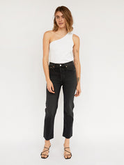 RE/DONE | Washed Noir High Rise Stove Pipe Straight Leg Jean | The UNDONE