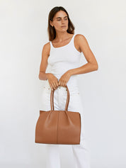 Rylan | 7.27 Large Tote in Caramel Soft Grained Leather | The UNDONE