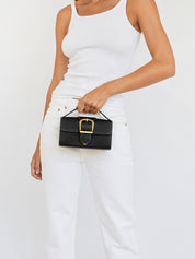 Rylan | Mini Satchel Bag With Flat Handle in Black | The UNDONE