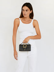 Rylan | Mini Satchel Bag With Flat Handle in Black | The UNDONE