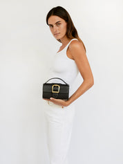 Rylan | Mini Satchel Bag With Flat Handle in Black | The UNDONE