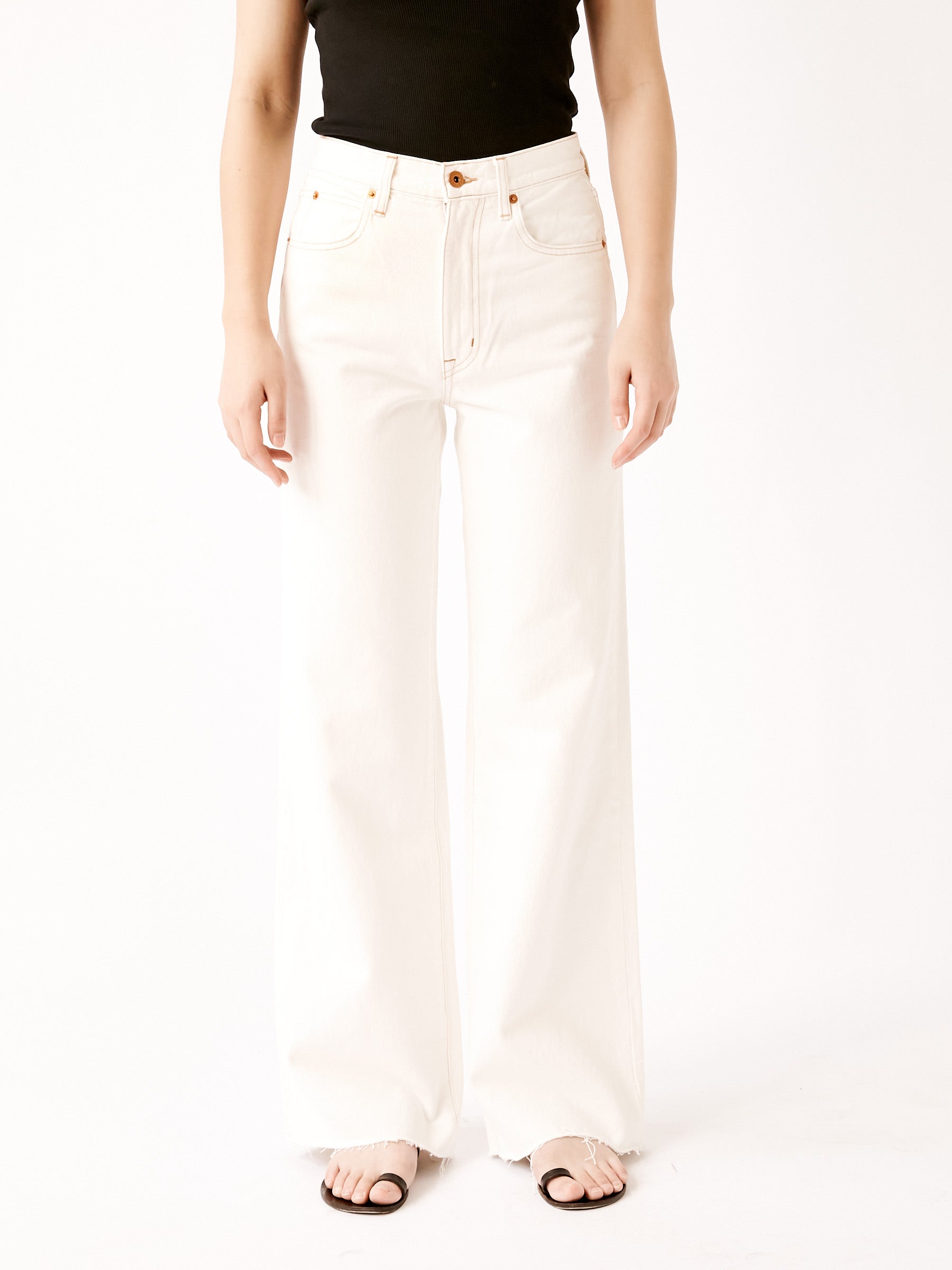 SLVRLAKE | Grace High Rise Wide Leg Jean in Natural White | The UNDONE